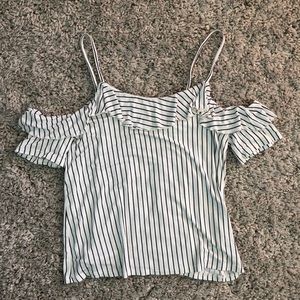 White blouse with small black strips